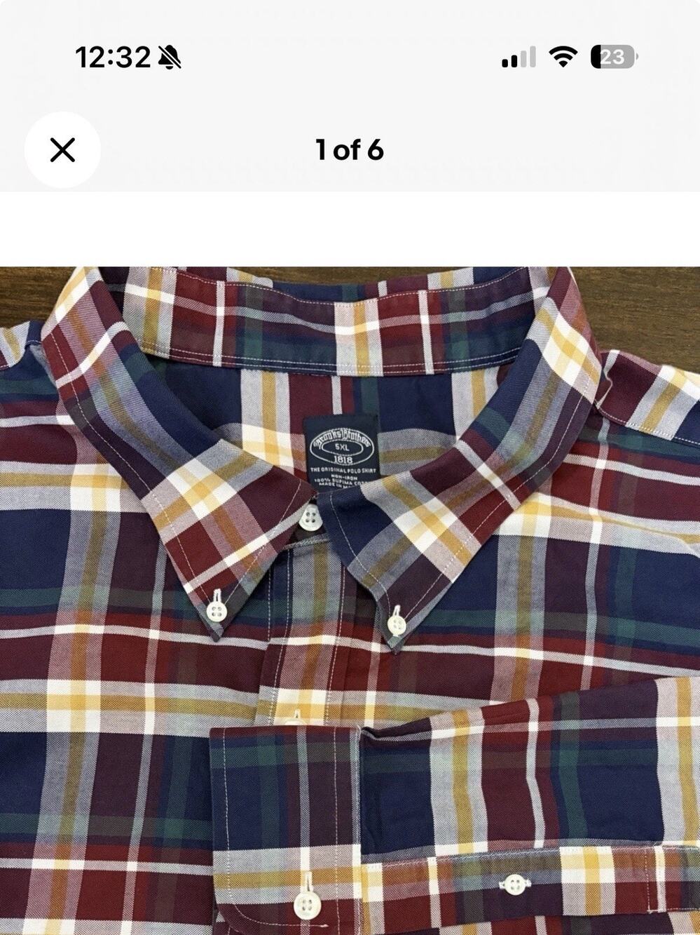 Brooks Brothers 1818 Long Sleeve Button Down Shirt Plaid Men’s 5XL